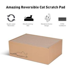 5-Pack Extra-Large Cat Scratching Boards, 11.4" Reversible Cardboard Cat Scratcher Box for Indoor Cats