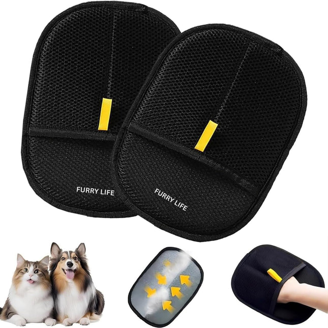 Reusable Pet Hair Removal Gloves, Electrostatic Hair Remover, Efficient Grooming Gloves for Pet Hair, Dog and Cat Fur for Couch, Clothes, Carpet, Bed Sheet (1 Pack Black)