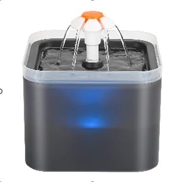 Furry Life Automatic Cat Water Fountain with Ultra-Quiet Pump | Activated Carbon Filter for Clean Drinking Water (Black, 2 Litre)