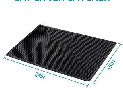 Small Cat Litter Box Mat: Easy Clean Kitty Litter Trapping Mat for Floor, Plastic Cat Box Pad (15 * 24in, Black, 2p)