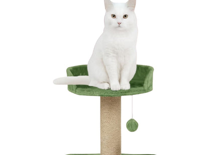 Furry Life Cat Tree Hammock Bed with Natural Sisal Scratching Posts and Teasing Feather for Kitten (001 - Green)