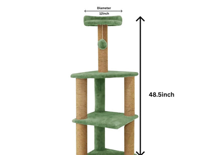 Cat Tree Hammock Bed with Natural Sisal Scratching Posts and Teasing Feather for Kitten (41 - Green)