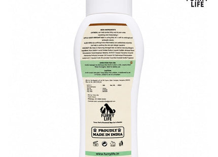 Furry Life Pet Shampoo for Dogs & Cats | Oatmeal Soothing Formula | Relieves Dry & Itchy Skin, Gentle Cleansing & Coat Care | Pet Shampoo for All Breeds -(200 ML)