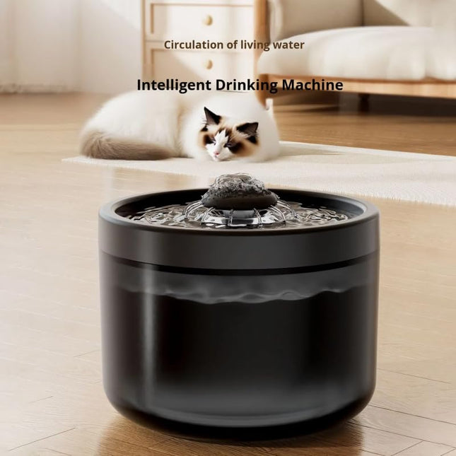 Pet Water Fountain Super Silent - Water Fountains for All Pets Indoor - Suitable for Cats, Birds, Rabits and Dogs (Obsidian Black, 1.8L)