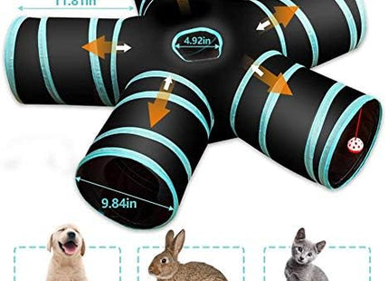 5-Way Cat Tunnel Furry Life Toy, Foldable Interactive Play Tube with Storage Bag, Activity Tunnel for Indoor & Outdoor Use