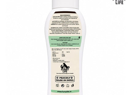 Furry Life Pet Shampoo for Dogs & Cats | Oatmeal Soothing Formula | Relieves Dry & Itchy Skin, Gentle Cleansing & Coat Care | Pet Shampoo for All Breeds -(200 ML)
