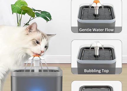 Furry Life Automatic Cat Water Fountain with Ultra-Quiet Pump | Activated Carbon Filter for Clean Drinking Water (Black, 2 Litre)