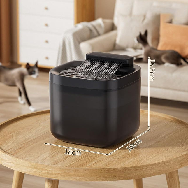 Pet Water Fountain Super Silent - Water Fountains for All Pets Indoor - Suitable for Cats, Birds, Rabits and Dogs (Graphite Night, 3L)