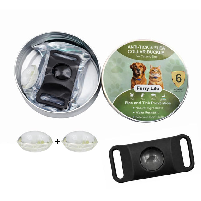 Flea & Tick Prevention Pet Tag – Waterproof Collar Pendant, Chemical-Free Protection for Dogs, Cats & Small Pets, Safe for All Breeds (Black)