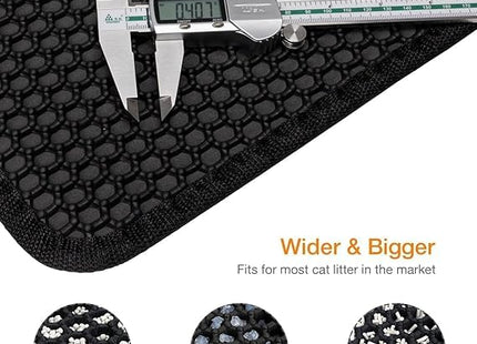 Premium Cat Litter Box Mat – Waterproof Anti-Slip Litter Trapping Floor Pad | Easy Clean Mess Control Mat for Cats & Kittens- Black (75 * 60 cms)