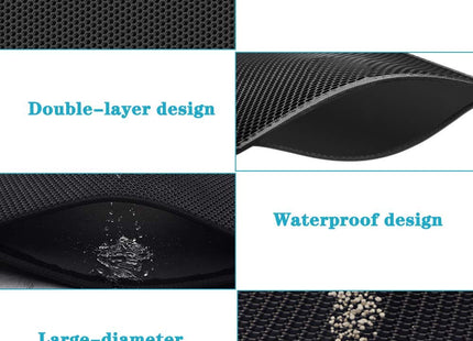 Small Cat Litter Box Mat: Easy Clean Kitty Litter Trapping Mat for Floor, Plastic Cat Box Pad (15 * 24in, Black, 2p)