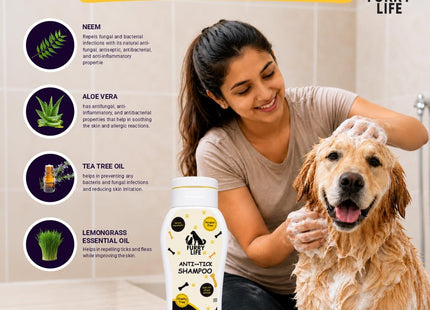 Furry Life Pet Shampoo for Dogs & Cats | Oatmeal Soothing Formula | Relieves Dry & Itchy Skin, Gentle Cleansing & Coat Care | Pet Shampoo for All Breeds -(200 ML)