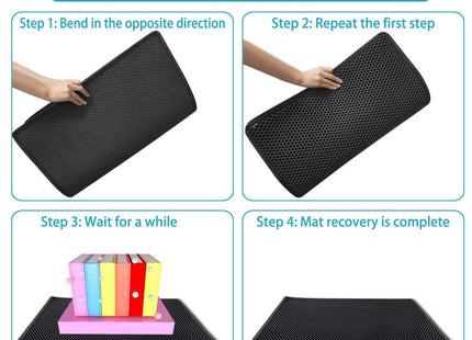 Small Cat Litter Box Mat: Easy Clean Kitty Litter Trapping Mat for Floor, Plastic Cat Box Pad (15 * 24in, Black, 2p)