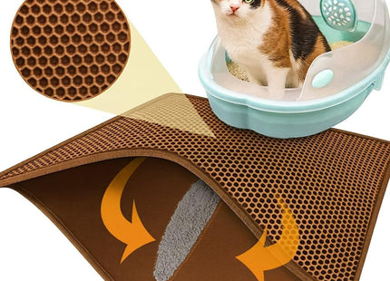 Premium Cat Litter Box Mat – Waterproof Anti-Slip Litter Trapping Floor Pad | Easy Clean Mess Control Mat for Cats & Kittens- Brown (75 * 60 cms)