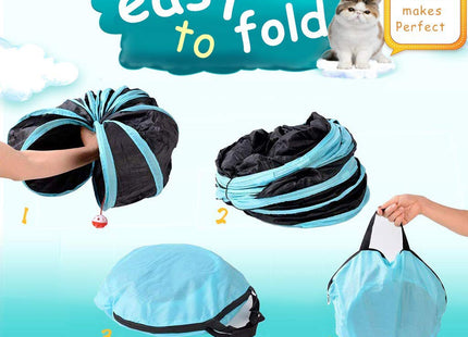 5-Way Cat Tunnel Furry Life Toy, Foldable Interactive Play Tube with Storage Bag, Activity Tunnel for Indoor & Outdoor Use