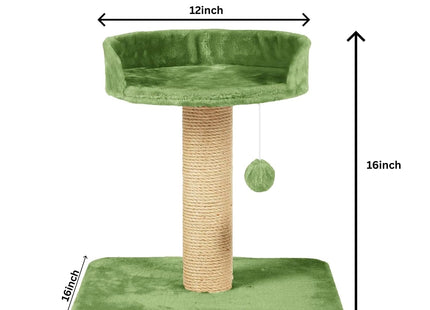 Cat Tree Hammock Bed with Natural Sisal Scratching Posts and Teasing Feather for Kitten (001 - Green)