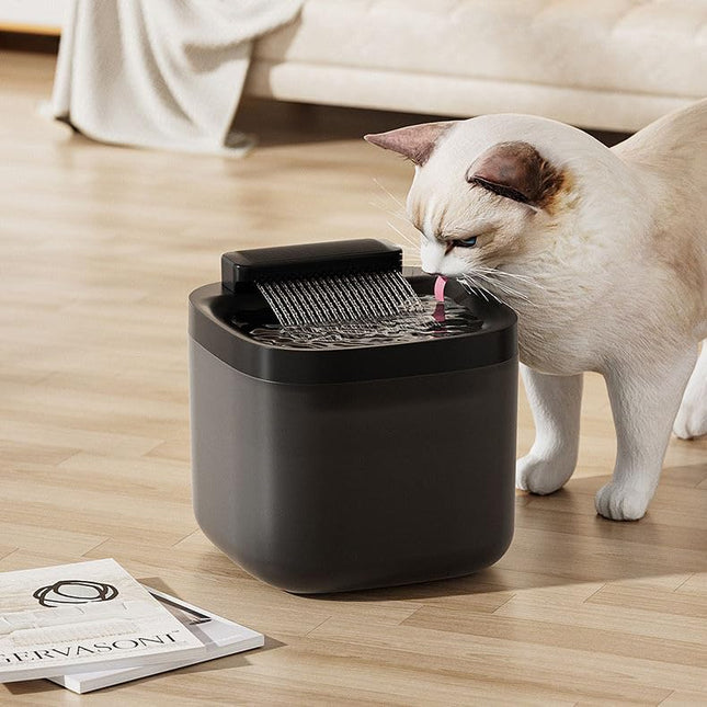 Pet Water Fountain Super Silent - Water Fountains for All Pets Indoor - Suitable for Cats, Birds, Rabits and Dogs (Graphite Night, 3L)