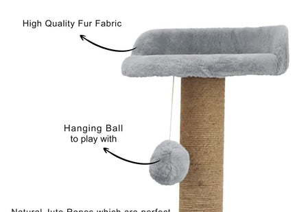 Cat Tree Hammock Bed with Natural Sisal Scratching Posts and Teasing Feather for Kitten (32- Grey)