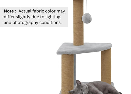 Cat Tree Hammock Bed with Natural Sisal Scratching Posts and Teasing Feather for Kitten (32- Grey)