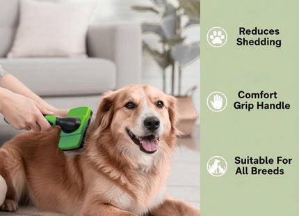 Pet Grooming Brush Combo | Self-Cleaning Slicker Brush, Deshedding Rake & Rubber Grooming Brush | Dog & Cat Hair Removal Tool for Short & Long Fur