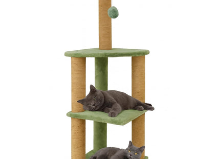 Cat Tree Hammock Bed with Natural Sisal Scratching Posts and Teasing Feather for Kitten (41 - Green)