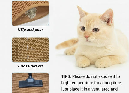 Premium Cat Litter Box Mat – Waterproof Anti-Slip Litter Trapping Floor Pad | Easy Clean Mess Control Mat for Cats & Kittens- Brown (75 * 60 cms)