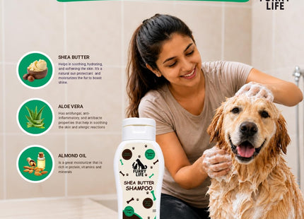 Furry Life Pet Shampoo for Dogs & Cats | Oatmeal Soothing Formula | Relieves Dry & Itchy Skin, Gentle Cleansing & Coat Care | Pet Shampoo for All Breeds -(200 ML)