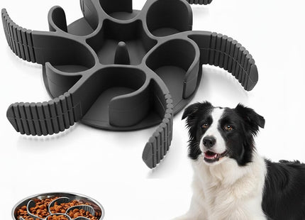 Slow Feeder Dog Bowl Insert with Suction Cups-Rotatable Silicone Pet Feeding Supplies for Slow Eating, Anti-Choking Dog Bowl Attachment for All Dogs