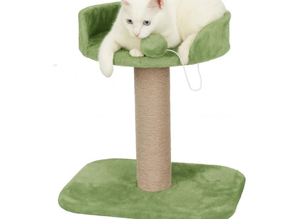 Cat Tree Hammock Bed with Natural Sisal Scratching Posts and Teasing Feather for Kitten (001 - Green)
