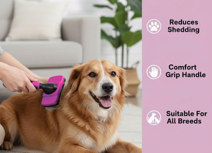 Pet Grooming Brush Combo | Self-Cleaning Slicker Brush, Deshedding Rake & Rubber Grooming Brush | Dog & Cat Hair Removal Tool for Short & Long Fur