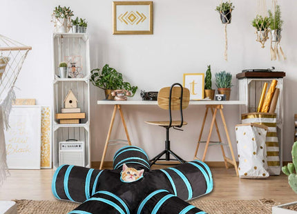 5-Way Cat Tunnel Furry Life Toy, Foldable Interactive Play Tube with Storage Bag, Activity Tunnel for Indoor & Outdoor Use