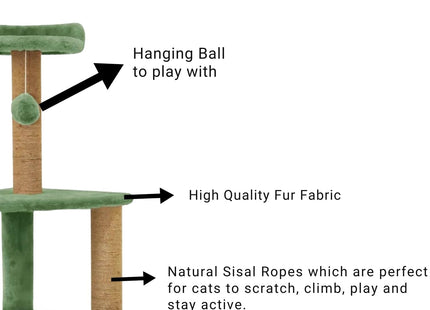 Cat Tree Hammock Bed with Natural Sisal Scratching Posts and Teasing Feather for Kitten (41 - Green)