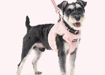 PUPTECK Adjustable Dog Harness Collar and Leash Set Step in No Pull Pet Harness for Small Medium Dogs Puppy and Cats Outdoor Walking Running, Soft Mesh Padded Reflective Vest Harnesses, Plush Pink XS