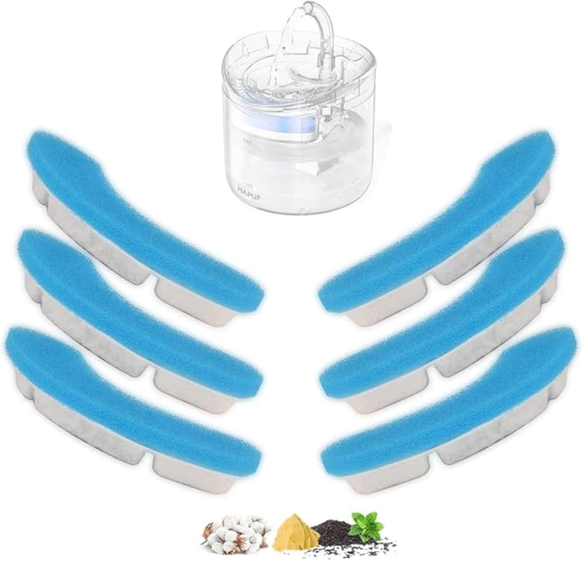 Furry Life Automatic Cat Water Fountain with Ultra-Quiet Pump | Activated Carbon Filter for Clean Drinking Water (SkyBlue-White, Arc-Shaped (Pack of 6))