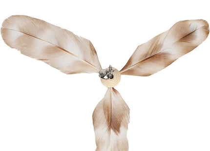 Furry Life Cat Wand Toy | Interactive Cat Teaser with Bell & Propeller Spinner | 35.5” Steel Wire Wand for Playful Indoor Cats (2 Feather Replacement)