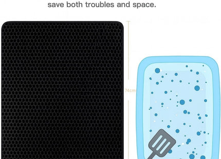 Cat Litter Mat Litter Trapping Mat, Honeycomb Double Layer Waterproof Urine Proof Mats for Litter Boxes Scatter Control Easy Clean Soft on Paws (Grey, 60 x 40cm)