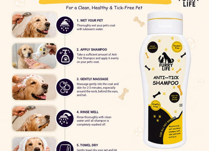 Furry Life Pet Shampoo for Dogs & Cats | Oatmeal Soothing Formula | Relieves Dry & Itchy Skin, Gentle Cleansing & Coat Care | Pet Shampoo for All Breeds -(200 ML)