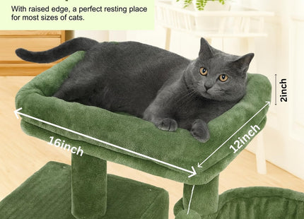 Cat Tree Hammock Bed with Natural Sisal Scratching Posts and Teasing Feather for Kitten (30- Green)