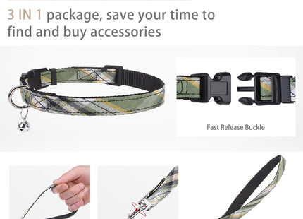 PUPTECK Adjustable Dog Harness Collar and Leash Set Step in No Pull Pet Harness for Small Medium Dogs Puppy and Cats Outdoor Walking Running, Soft Mesh Padded Reflective Vest Harnesses, Grn&YLW, XS