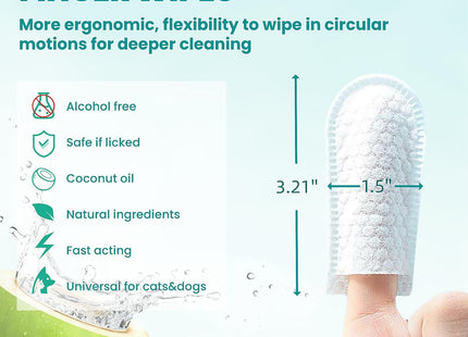 Ear Cleaner Finger Wipes 60 Counts, Dog Ear Cleaner, Grooming Kit Care for Dogs and Cats, Soft & Easy Otic Cleaning Pads, Remove Wax, Dirt & Stop Smelly, Itchy, Non-Irritating (1.5 X 60 pcs, Coconut)