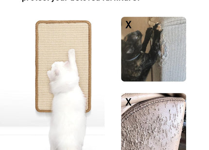 Furry Life Natural Sisal Cat Scratcher Mat with Sticky Tapes, Durable Cat Scratch Pad Rug, Floor & Sofa Furniture Protector for Cats, Helps Prevent Scratching Damage