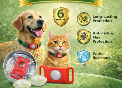Furry Life Flea & Tick Prevention Pet Tag – Waterproof Collar Pendant, Chemical-Free Protection for Dogs, Cats & Small Pets, Safe for All Breeds