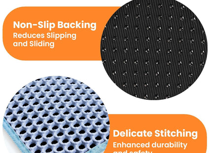 Large Cat Litter Box Mat: Easy Clean Kitty Litter Trapping Mat for Floor, Plastic Cat Box Pad (Blue, Small - 60 * 40cms)
