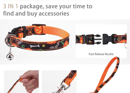 PUPTECK Adjustable Dog Harness Collar and Leash Set Step in No Pull Pet Harness for Small Medium Dogs Puppy and Cats Outdoor Walking Running, Soft Mesh Padded Reflective Vest Harnesses, Halloween, XS