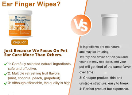 Dental Care Finger Wipes for Pets – Teeth Cleaning Finger Wipes, Reduces Plaque, Supports Oral Freshness, Prevents Bad Breath, Soft, Easy-to-Use, Coconut Scented (Dental 60pcs, Coconut)