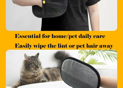 Reusable Pet Hair Removal Gloves, Electrostatic Hair Remover, Efficient Grooming Gloves for Pet Hair, Dog and Cat Fur for Couch, Clothes, Carpet, Bed Sheet (1 Pack Black)