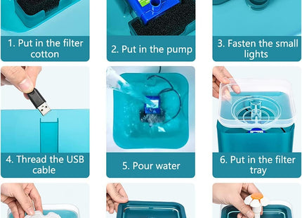 Furry Life Automatic Cat Water Fountain with Ultra-Quiet Pump | Activated Carbon Filter for Clean Drinking Water (Black, 2 Litre)