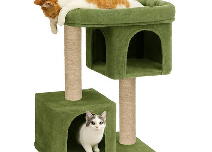 Cat Tree Hammock Bed with Natural Sisal Scratching Posts and Teasing Feather for Kitten (62 - Green)