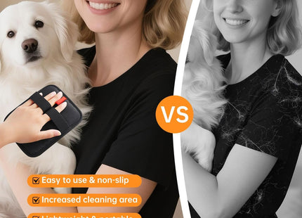 Furry Life Reusable Pet Hair Removal Gloves, Electrostatic Hair Remover, Efficient Grooming Gloves for Pet Hair, Dog and Cat Fur for Couch, Clothes, Carpet, Bed Sheet (2 Pack Black)