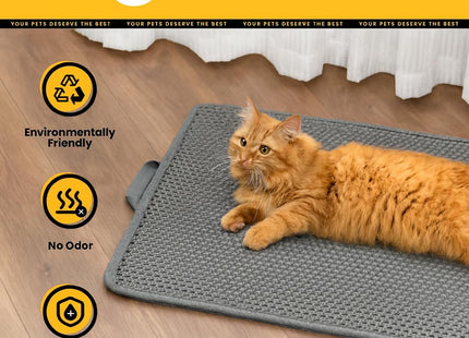 Cat Litter Mat Litter Trapping Mat, Honeycomb Double Layer Waterproof Urine Proof Mats for Litter Boxes Scatter Control Easy Clean Soft on Paws (Grey, 60 x 40cm)